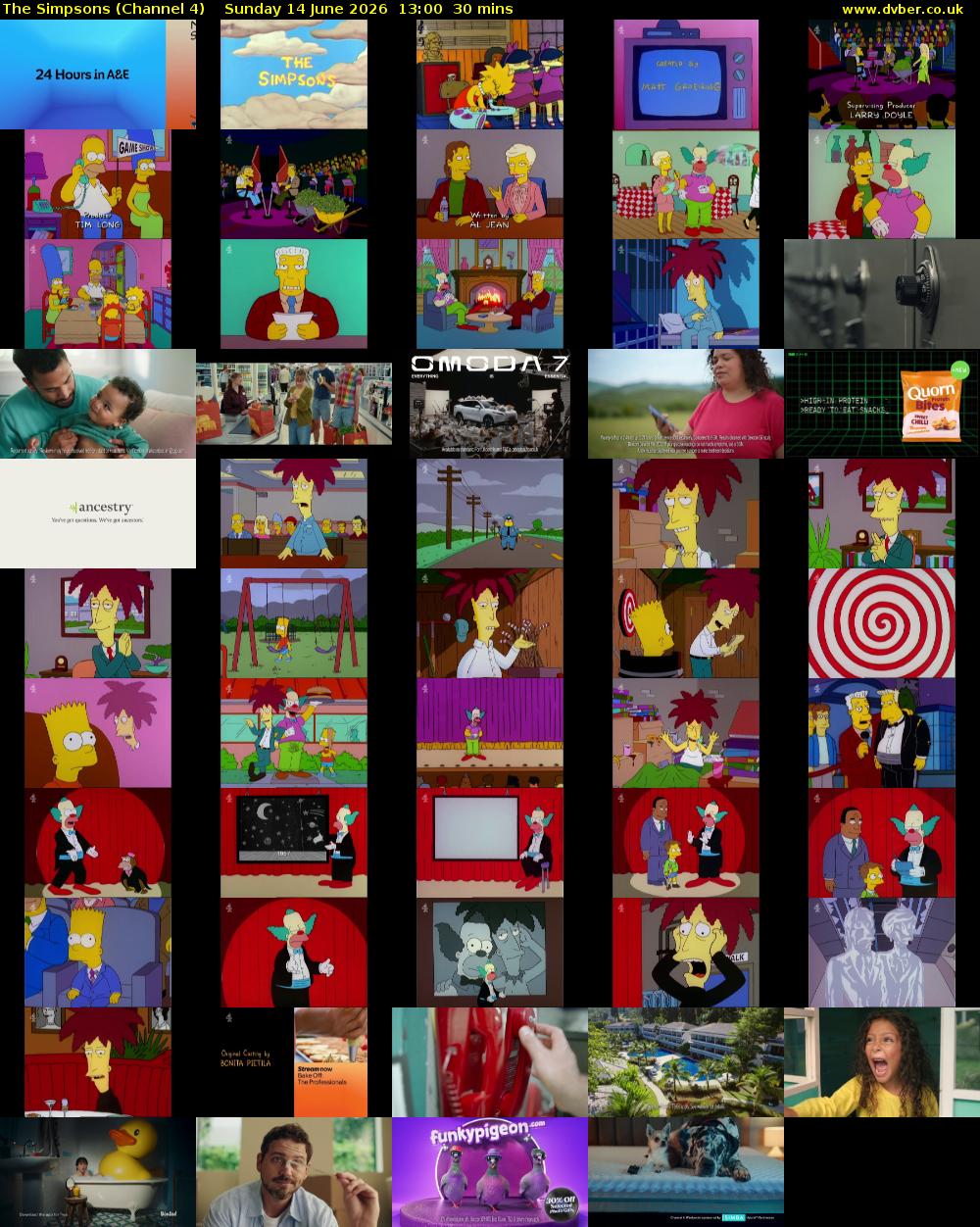 The Simpsons (Channel 4) Sunday 14 June 2026 13:00 - 13:30