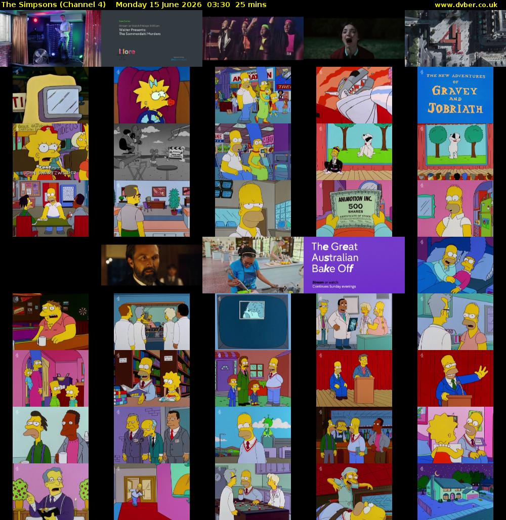 The Simpsons (Channel 4) Monday 15 June 2026 03:30 - 03:55