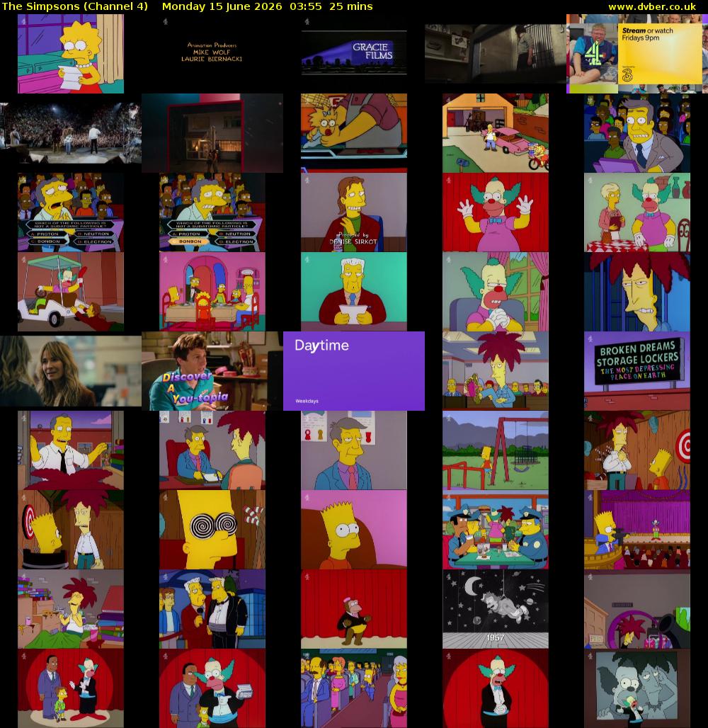 The Simpsons (Channel 4) Monday 15 June 2026 03:55 - 04:20