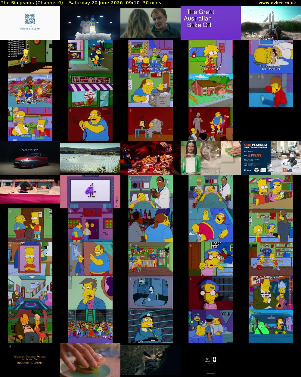 The Simpsons (Channel 4) Saturday 20 June 2026 09:10 - 09:40
