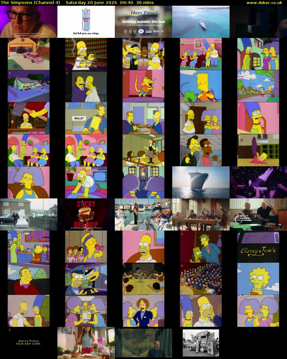 The Simpsons (Channel 4) Saturday 20 June 2026 09:40 - 10:10