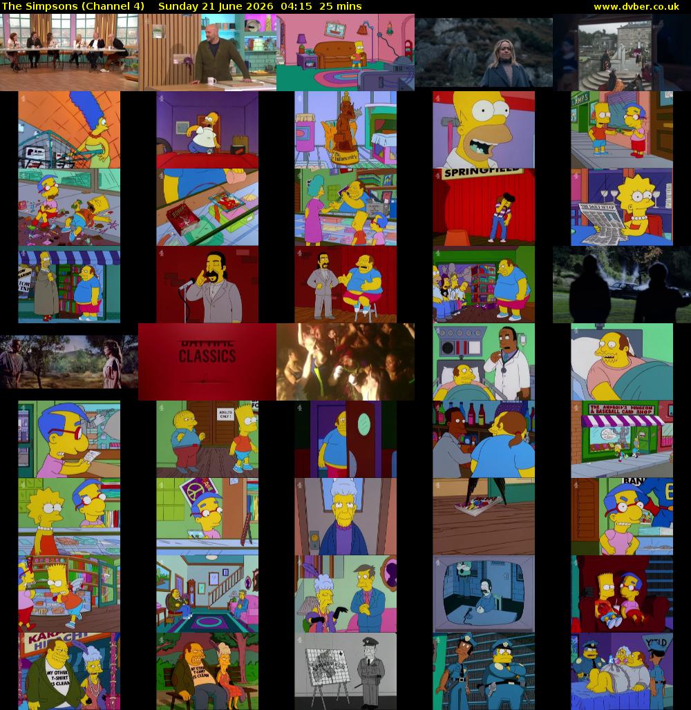 The Simpsons (Channel 4) Sunday 21 June 2026 04:15 - 04:40