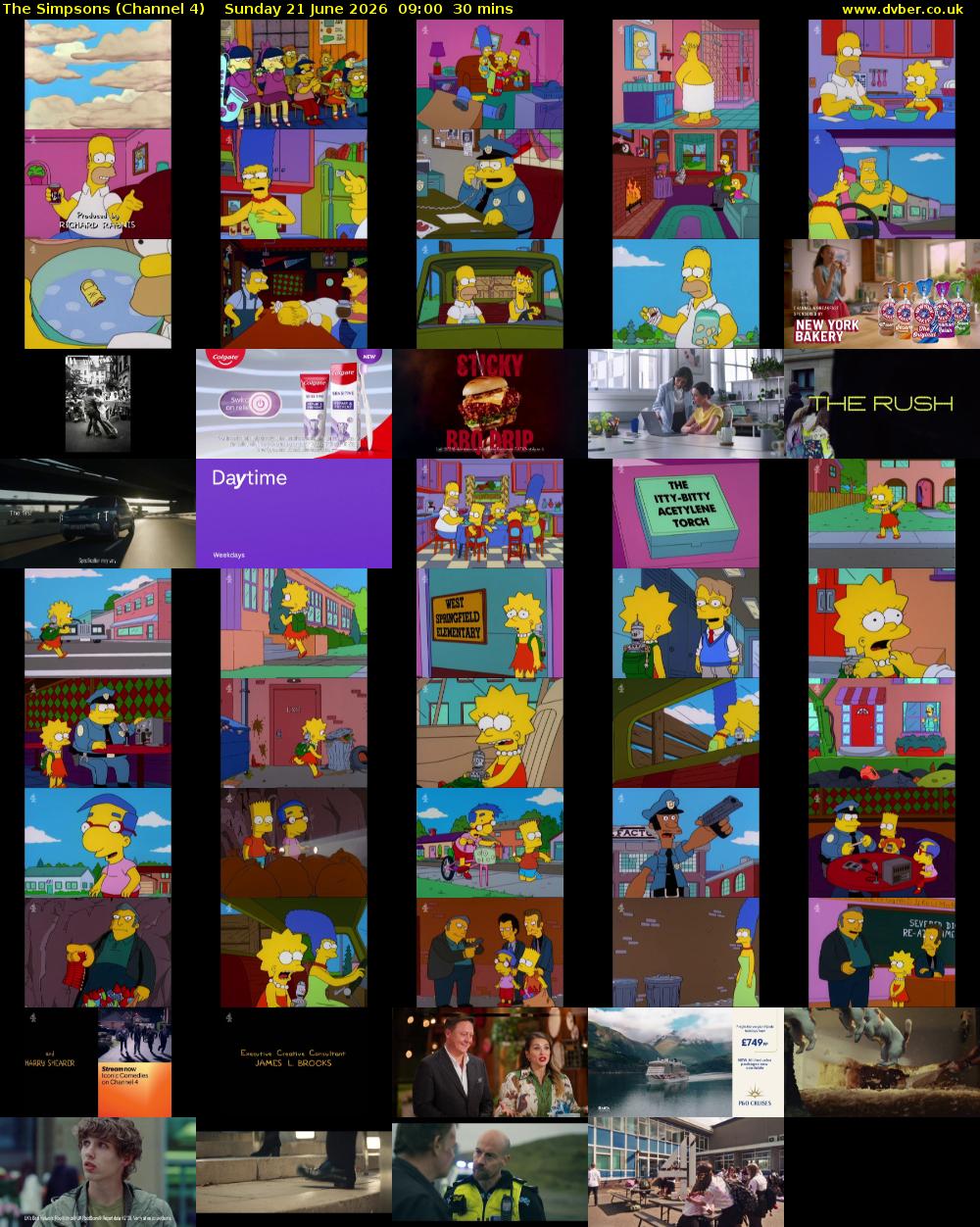 The Simpsons (Channel 4) Sunday 21 June 2026 09:00 - 09:30