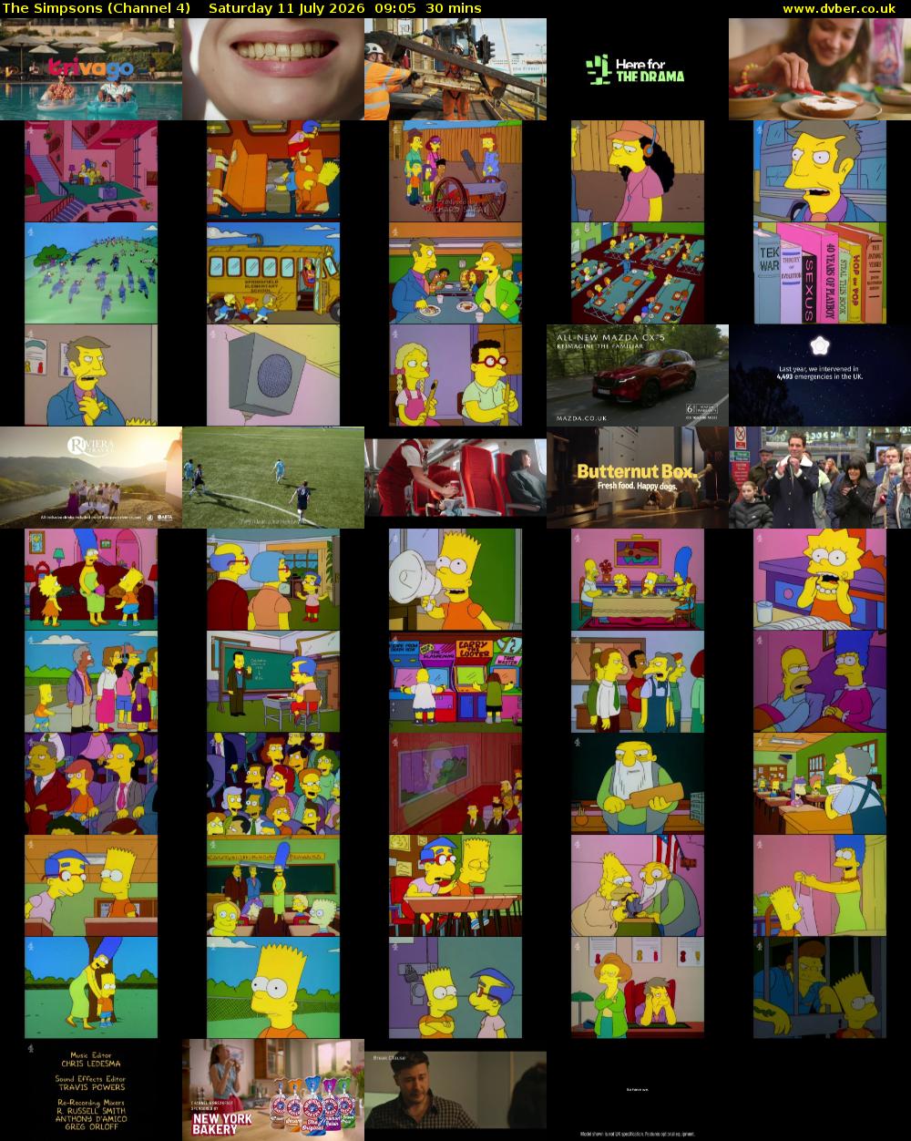 The Simpsons (Channel 4) Saturday 11 July 2026 09:05 - 09:35