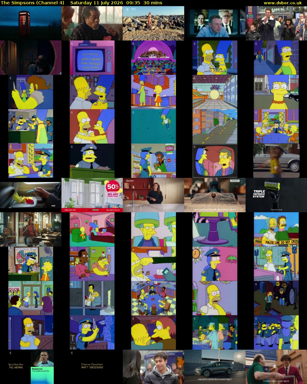 The Simpsons (Channel 4) Saturday 11 July 2026 09:35 - 10:05