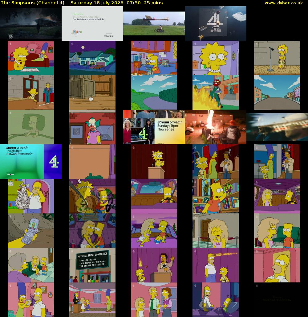 The Simpsons (Channel 4) Saturday 18 July 2026 07:50 - 08:15
