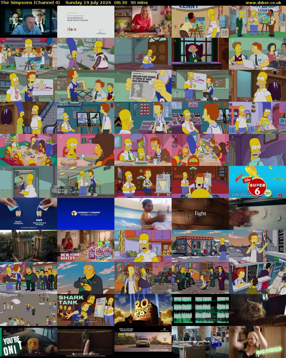 The Simpsons (Channel 4) Sunday 19 July 2026 08:30 - 09:00