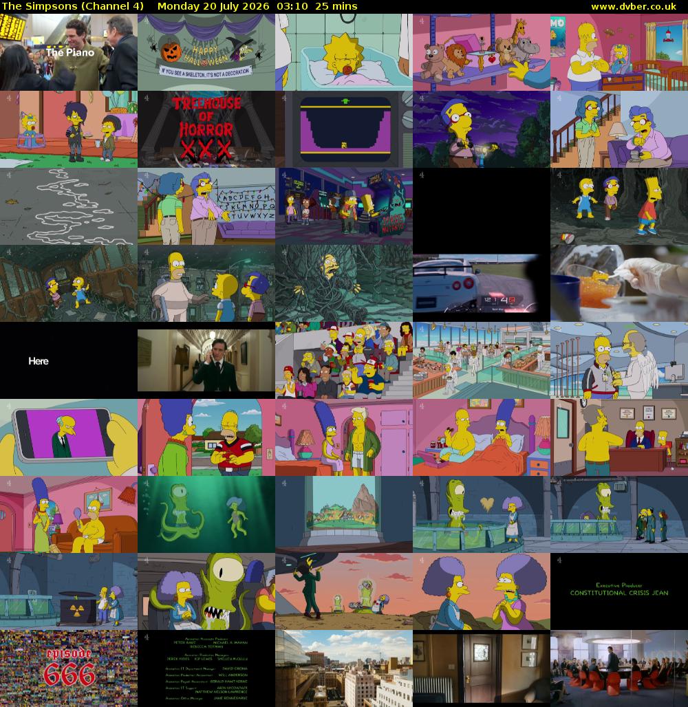 The Simpsons (Channel 4) Monday 20 July 2026 03:10 - 03:35