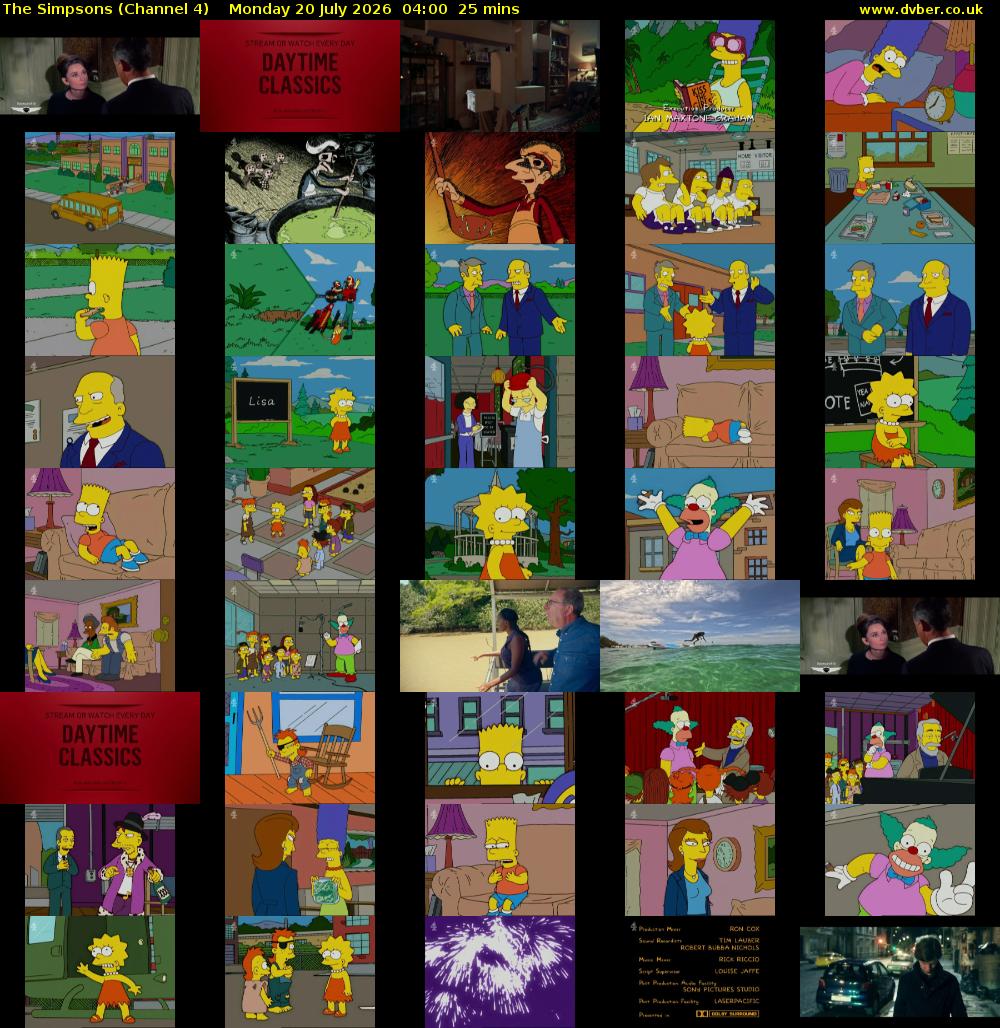 The Simpsons (Channel 4) Monday 20 July 2026 04:00 - 04:25