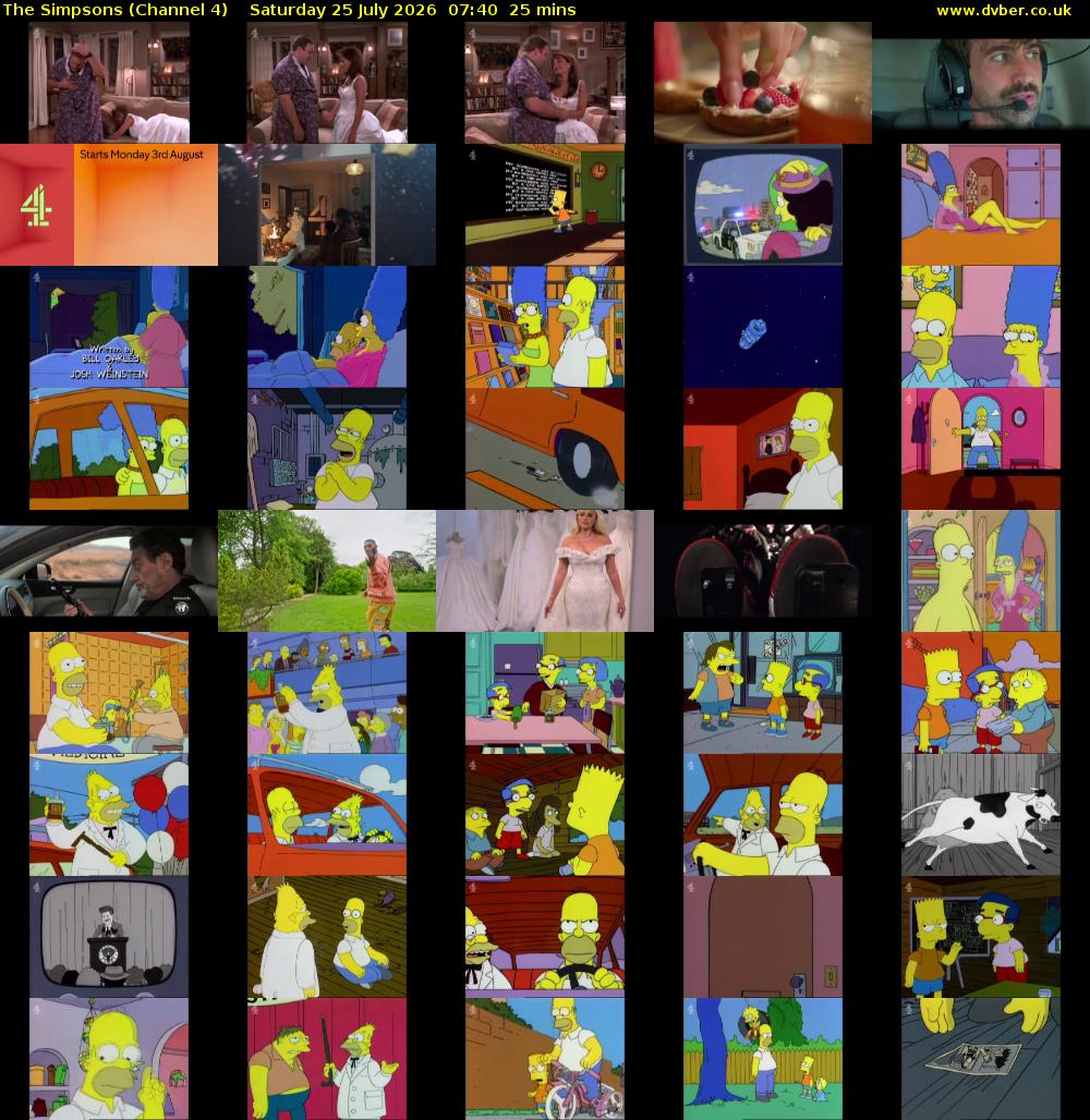The Simpsons (Channel 4) Saturday 25 July 2026 07:40 - 08:05