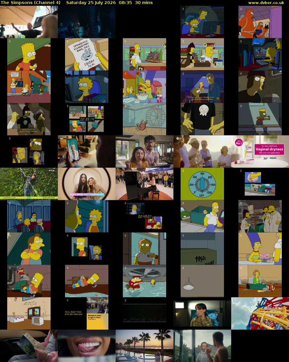 The Simpsons (Channel 4) Saturday 25 July 2026 08:35 - 09:05
