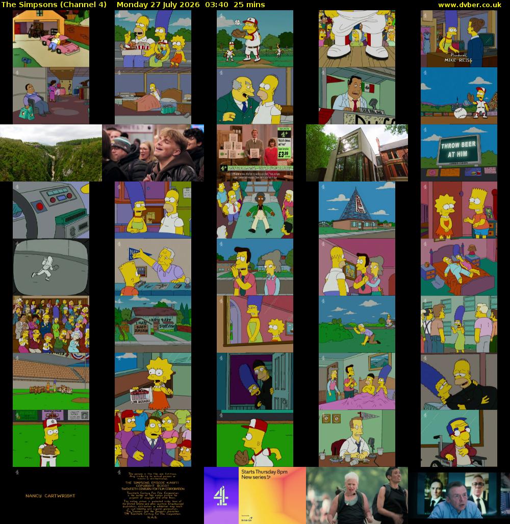 The Simpsons (Channel 4) Monday 27 July 2026 03:40 - 04:05