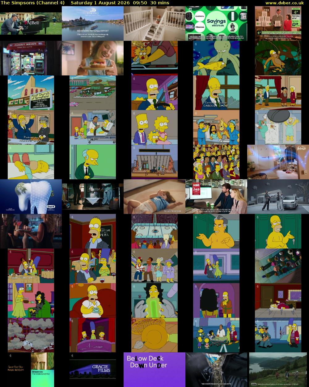 The Simpsons (Channel 4) Saturday 1 August 2026 09:50 - 10:20