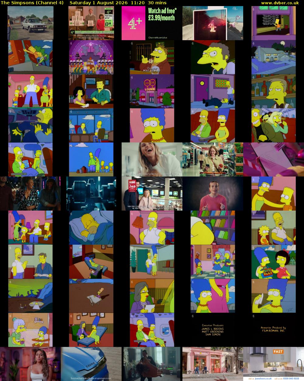 The Simpsons (Channel 4) Saturday 1 August 2026 11:20 - 11:50