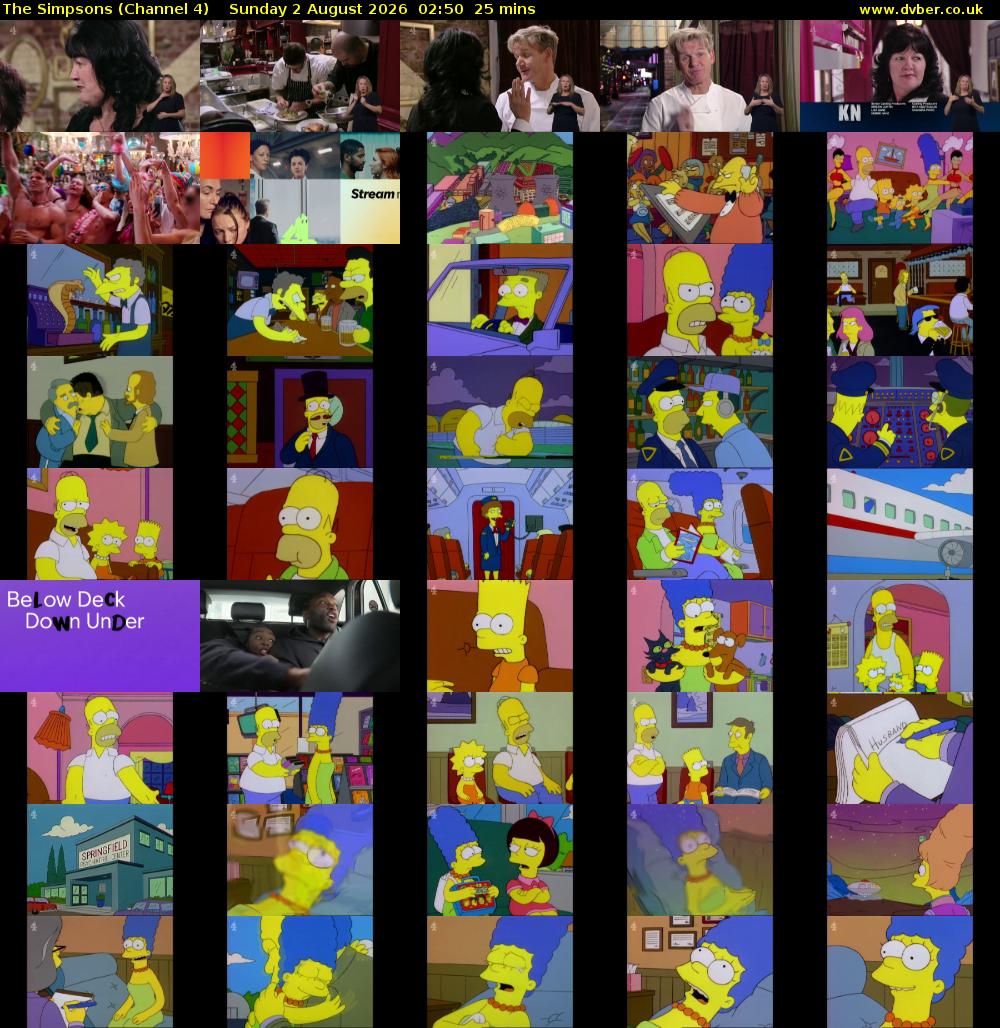 The Simpsons (Channel 4) Sunday 2 August 2026 02:50 - 03:15