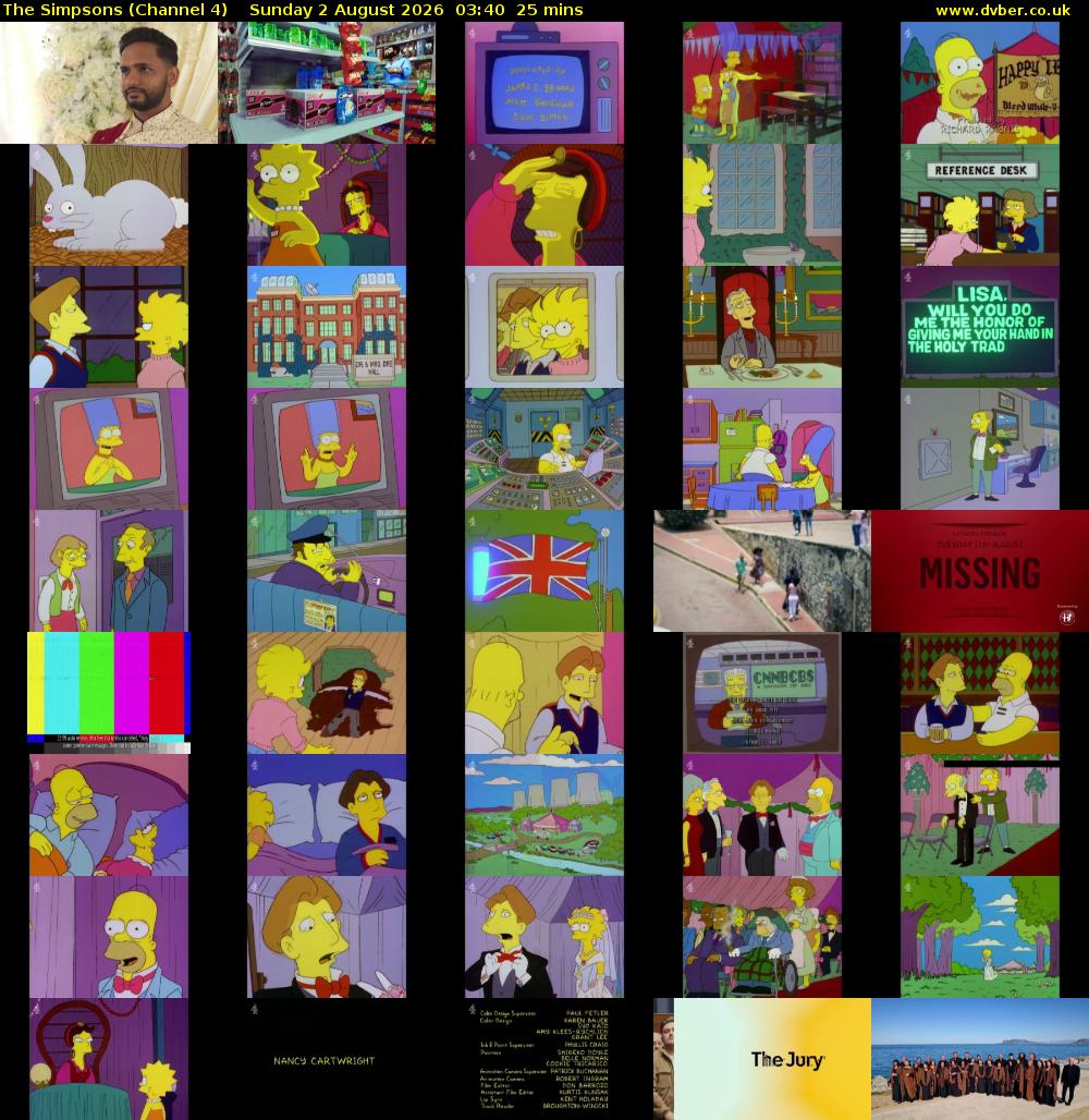 The Simpsons (Channel 4) Sunday 2 August 2026 03:40 - 04:05