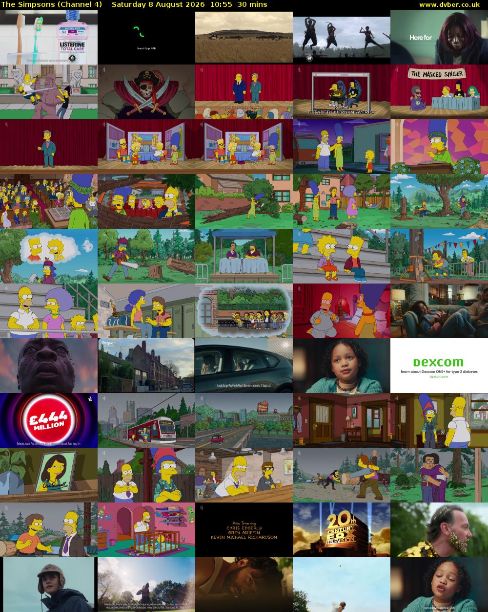 The Simpsons (Channel 4) Saturday 8 August 2026 10:55 - 11:25