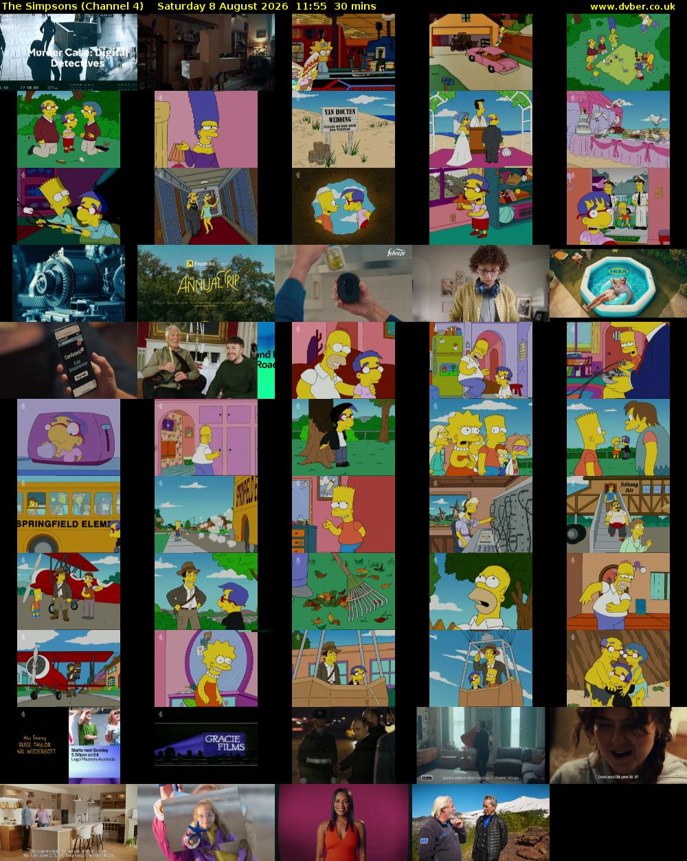 The Simpsons (Channel 4) Saturday 8 August 2026 11:55 - 12:25