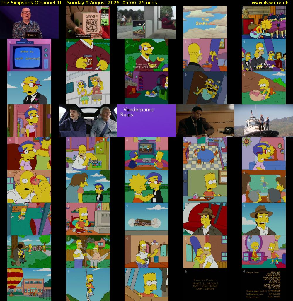 The Simpsons (Channel 4) Sunday 9 August 2026 05:00 - 05:25