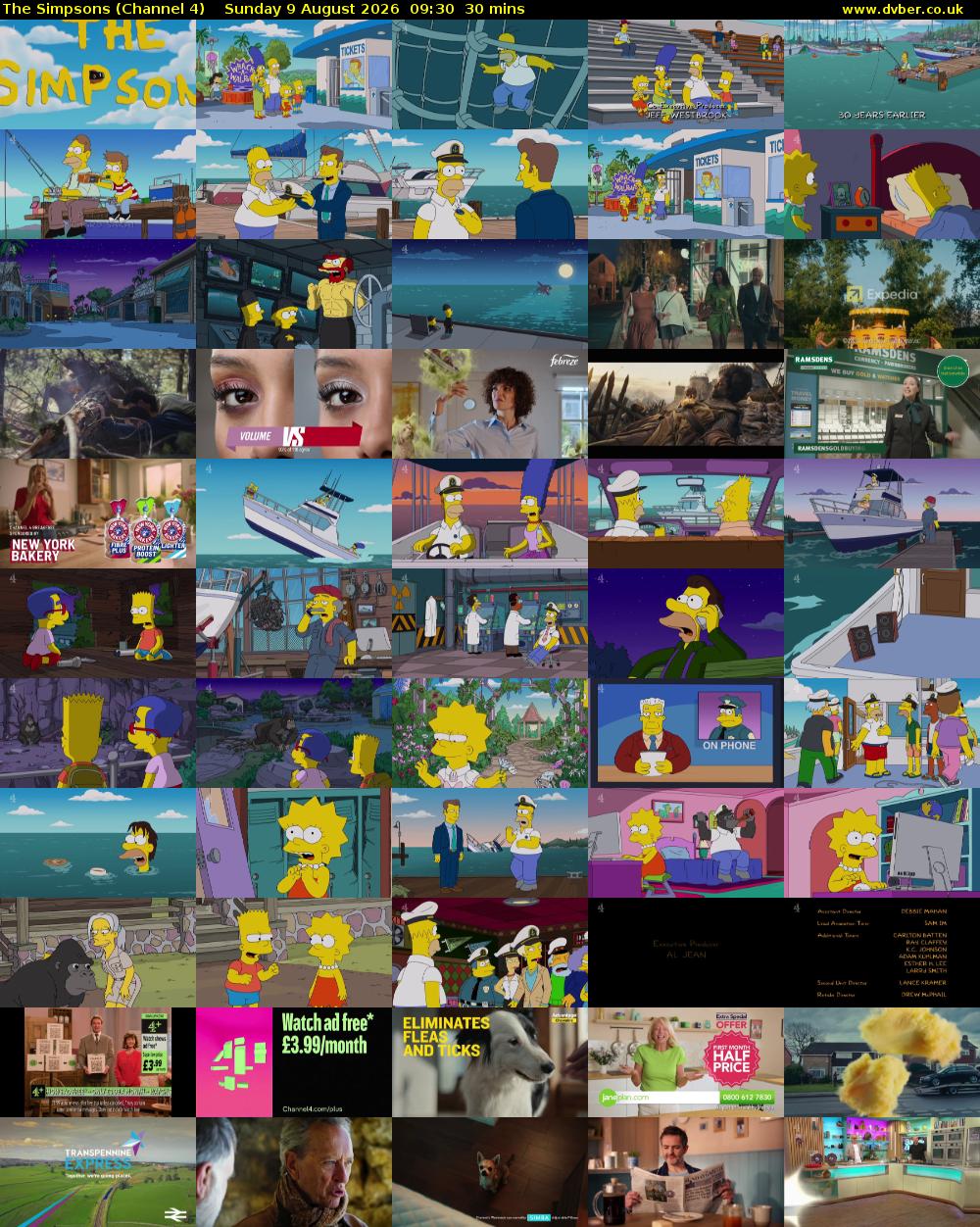 The Simpsons (Channel 4) Sunday 9 August 2026 09:30 - 10:00