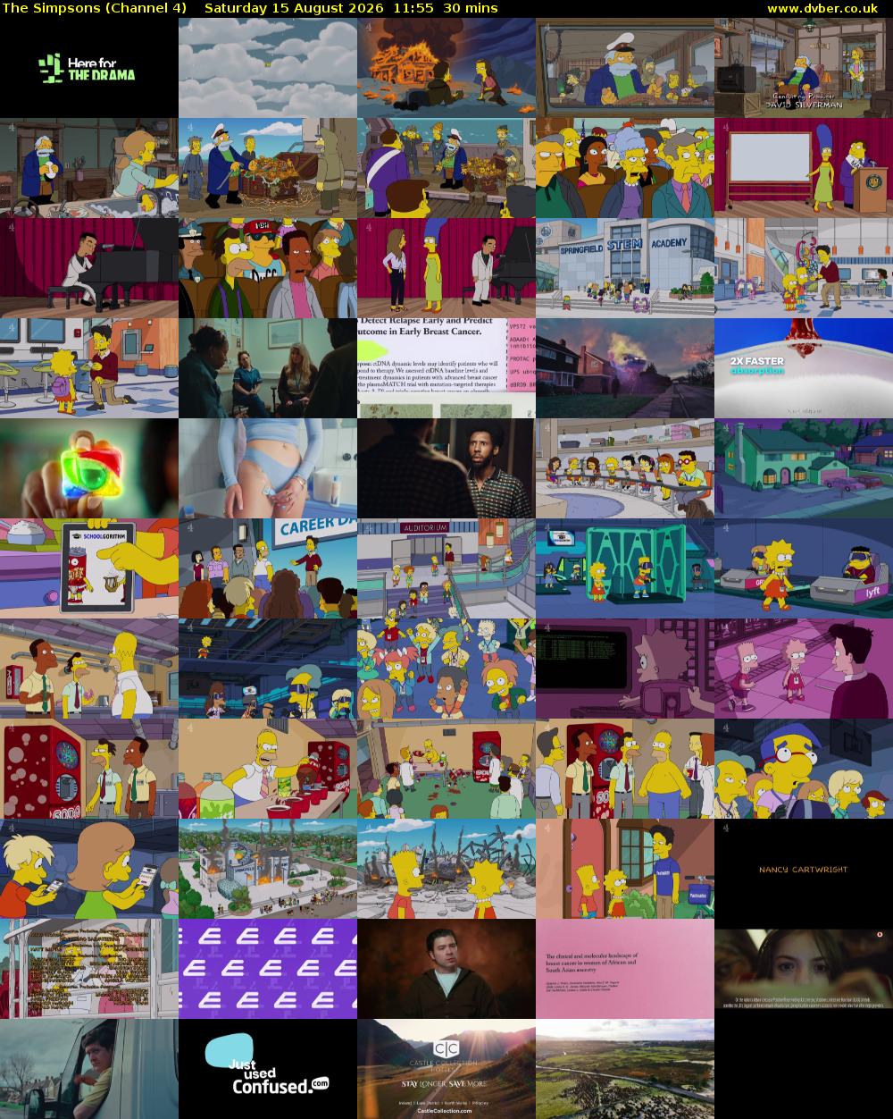 The Simpsons (Channel 4) Saturday 15 August 2026 11:55 - 12:25