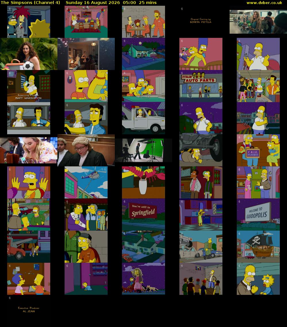 The Simpsons (Channel 4) Sunday 16 August 2026 05:00 - 05:25