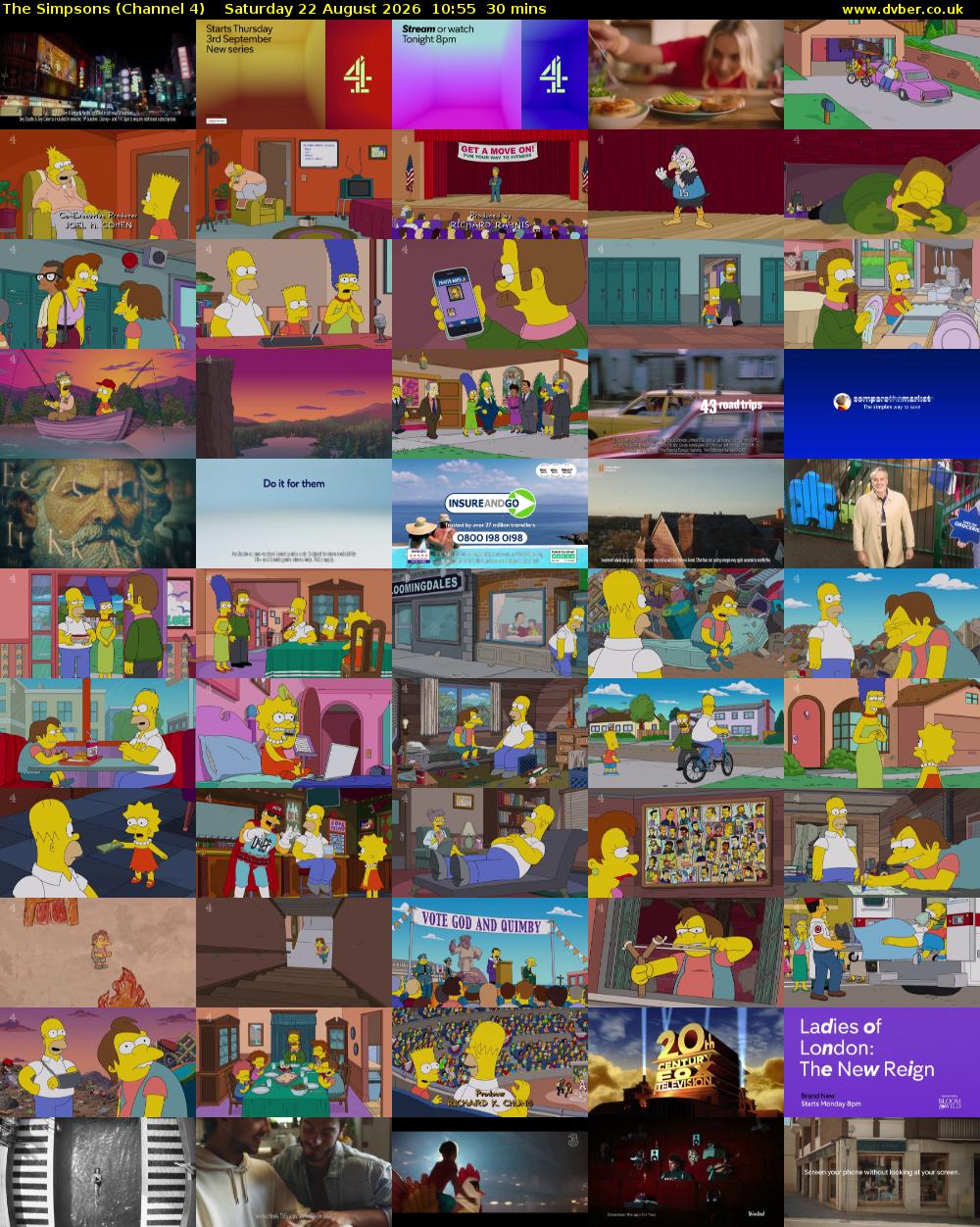 The Simpsons (Channel 4) Saturday 22 August 2026 10:55 - 11:25