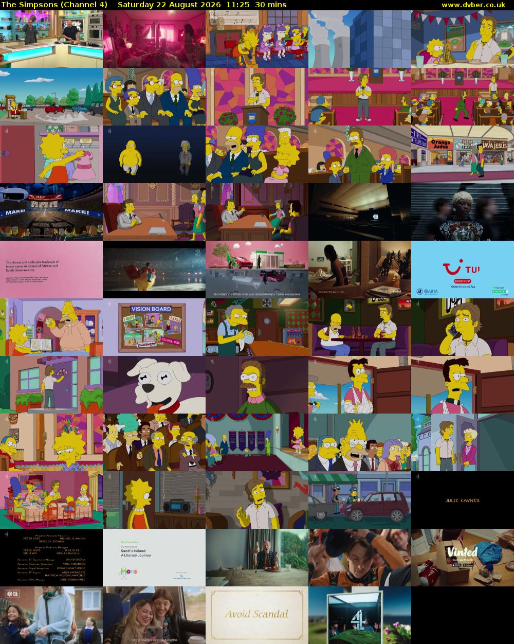 The Simpsons (Channel 4) Saturday 22 August 2026 11:25 - 11:55
