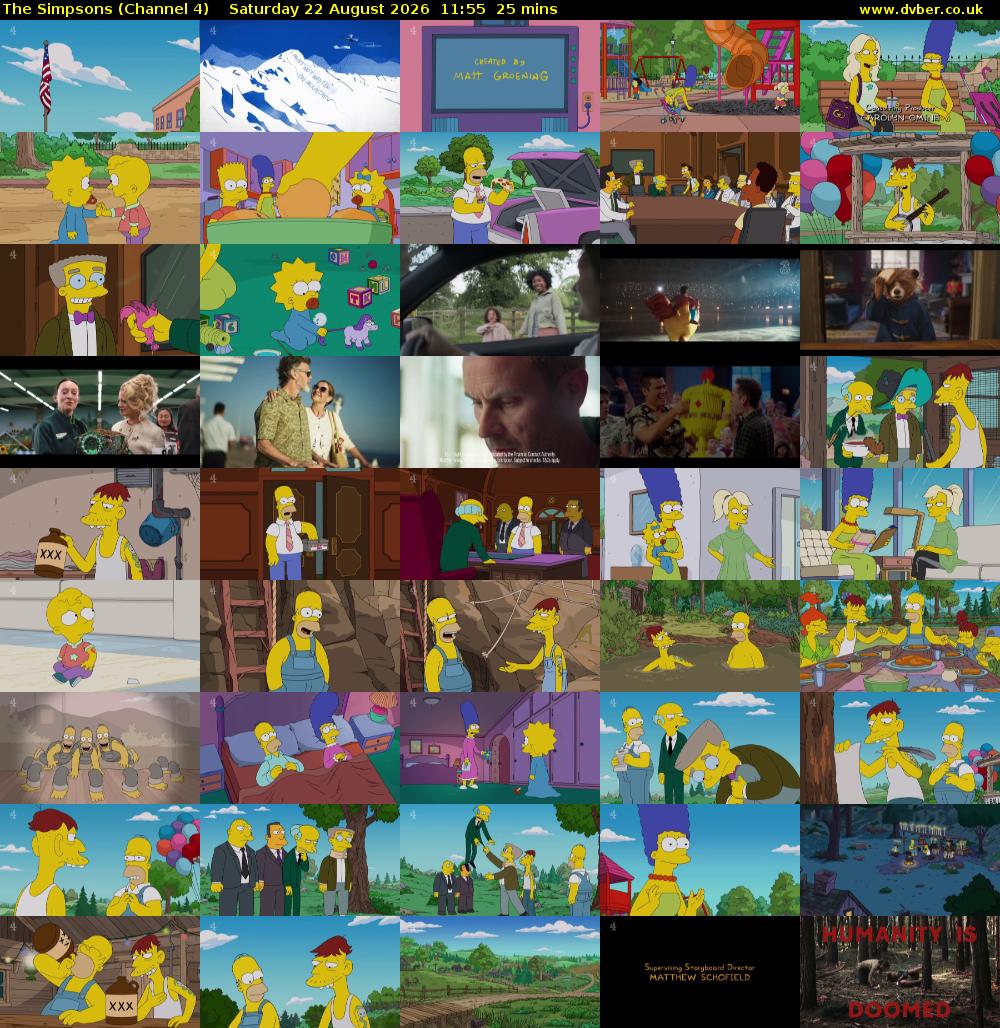 The Simpsons (Channel 4) Saturday 22 August 2026 11:55 - 12:20