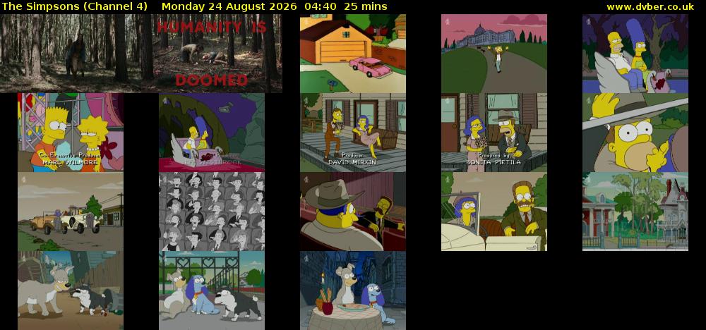 The Simpsons (Channel 4) Monday 24 August 2026 04:40 - 05:05