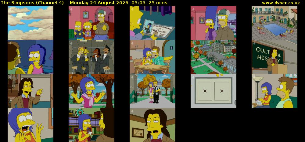 The Simpsons (Channel 4) Monday 24 August 2026 05:05 - 05:30