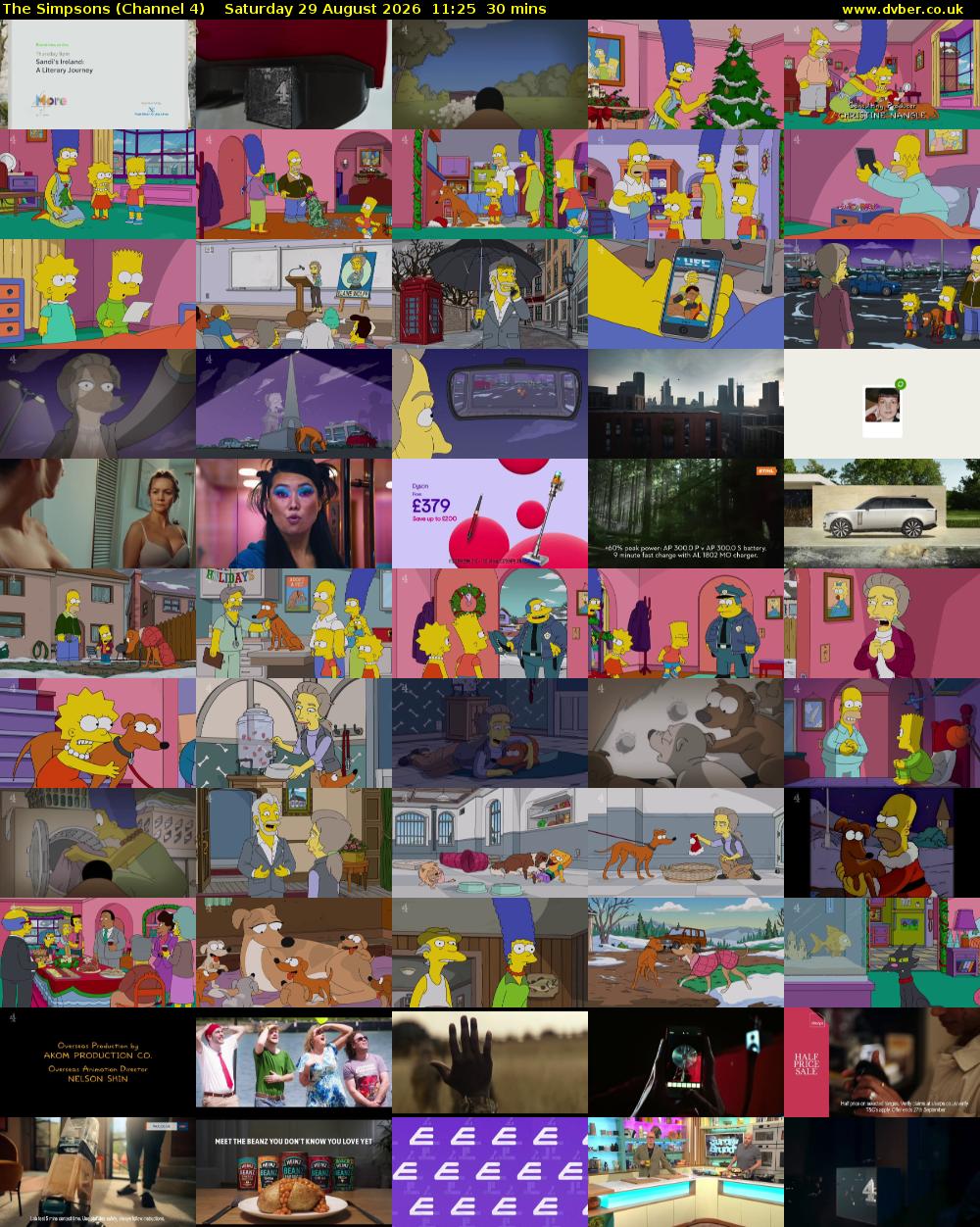 The Simpsons (Channel 4) Saturday 29 August 2026 11:25 - 11:55