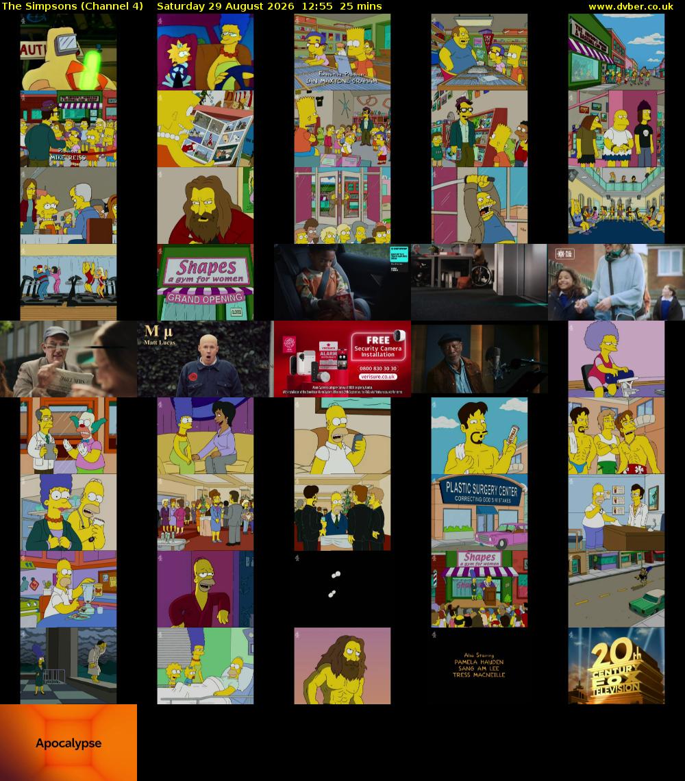 The Simpsons (Channel 4) Saturday 29 August 2026 12:55 - 13:20