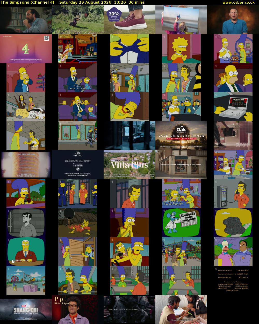 The Simpsons (Channel 4) Saturday 29 August 2026 13:20 - 13:50