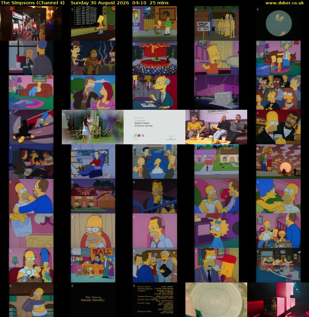 The Simpsons (Channel 4) Sunday 30 August 2026 04:10 - 04:35
