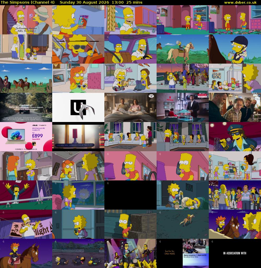 The Simpsons (Channel 4) Sunday 30 August 2026 13:00 - 13:25