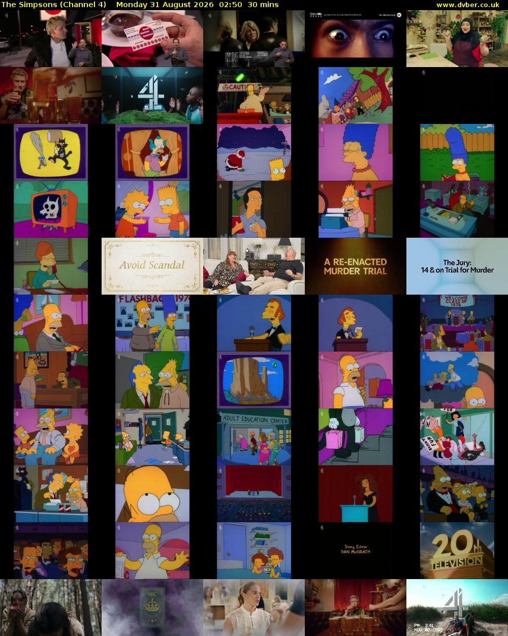The Simpsons (Channel 4) Monday 31 August 2026 02:50 - 03:20