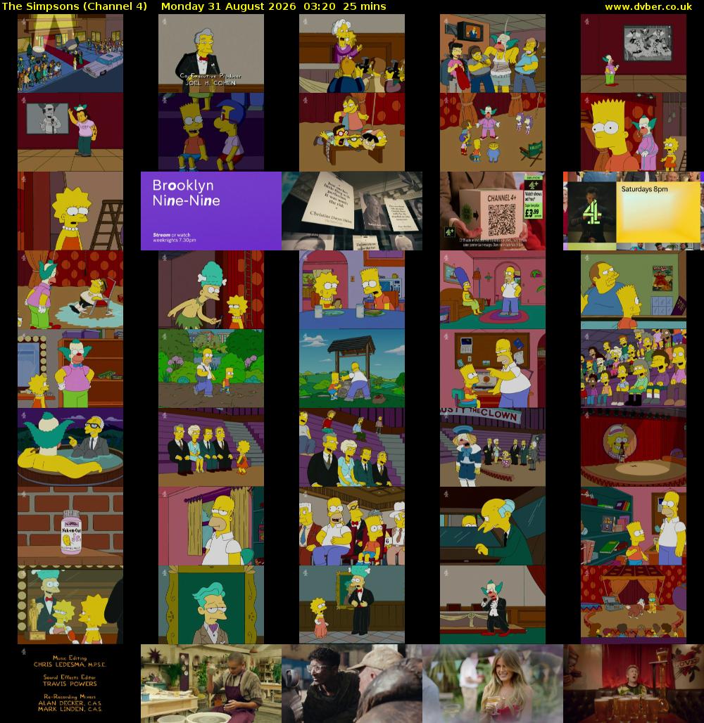 The Simpsons (Channel 4) Monday 31 August 2026 03:20 - 03:45