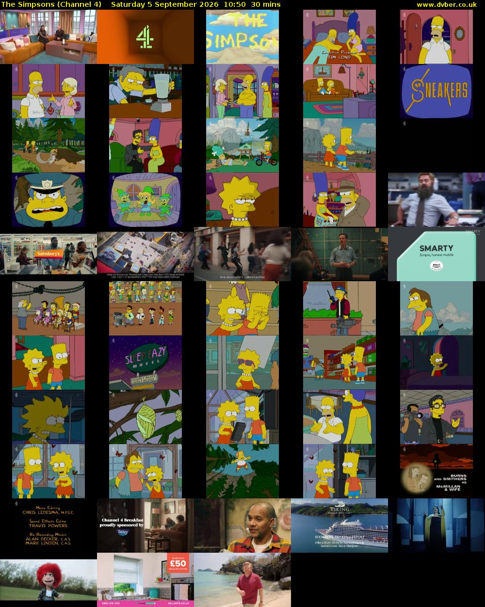 The Simpsons (Channel 4) Saturday 5 September 2026 10:50 - 11:20