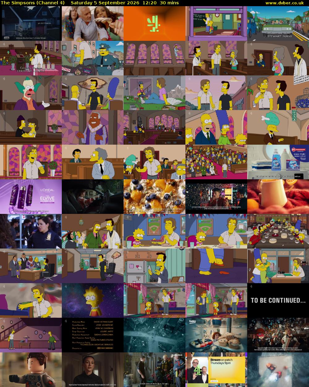 The Simpsons (Channel 4) Saturday 5 September 2026 12:20 - 12:50