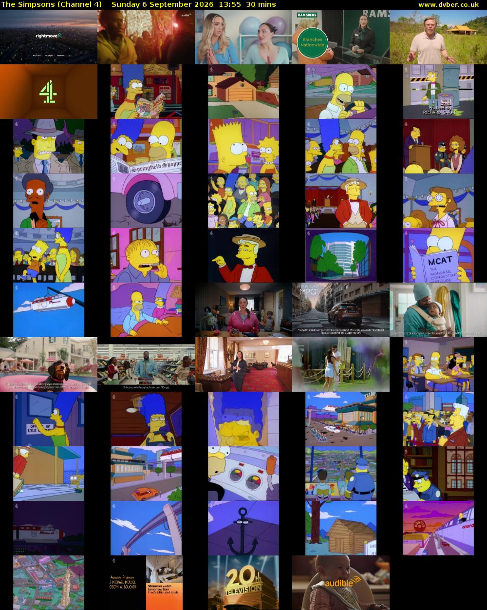 The Simpsons (Channel 4) Sunday 6 September 2026 13:55 - 14:25
