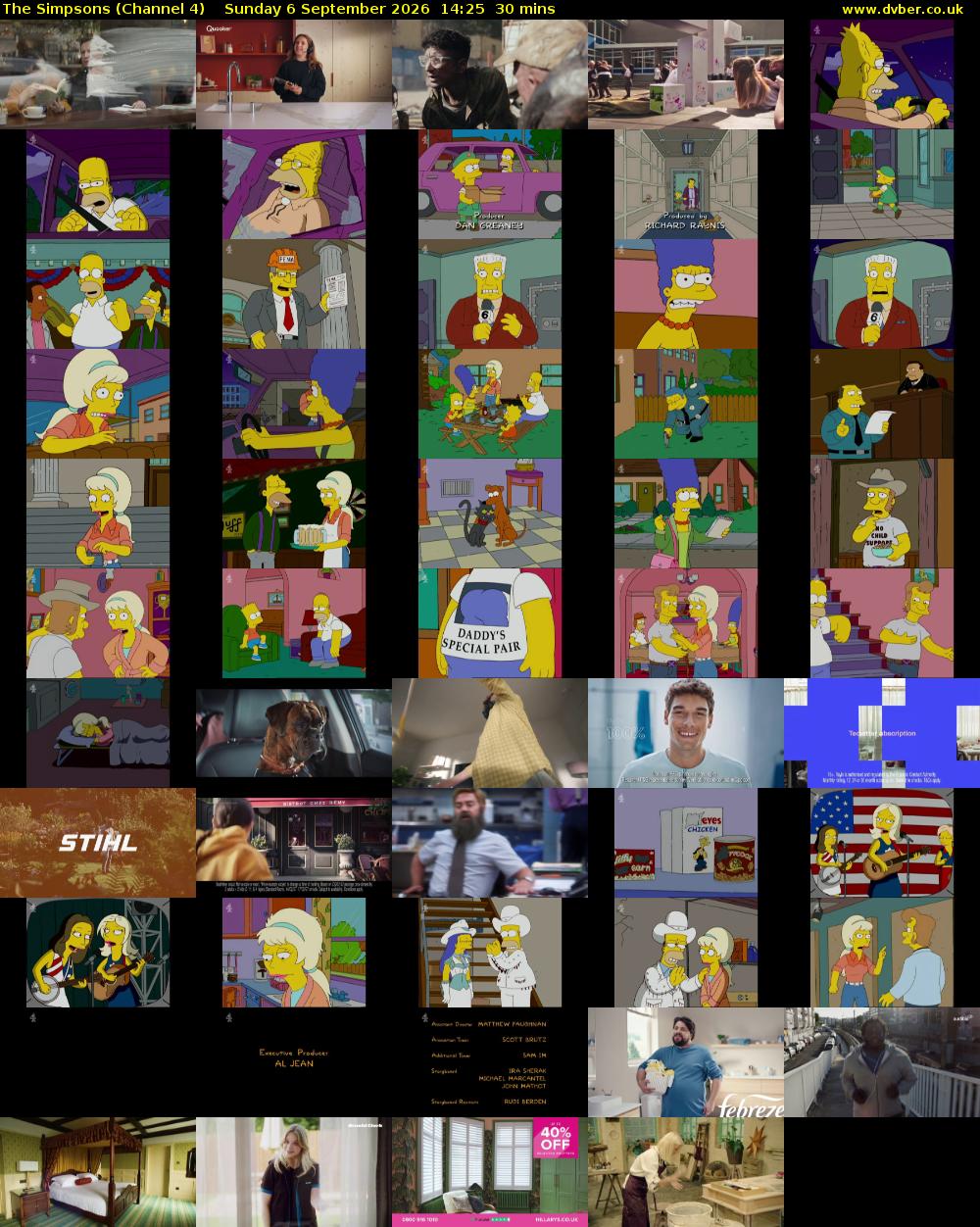 The Simpsons (Channel 4) Sunday 6 September 2026 14:25 - 14:55