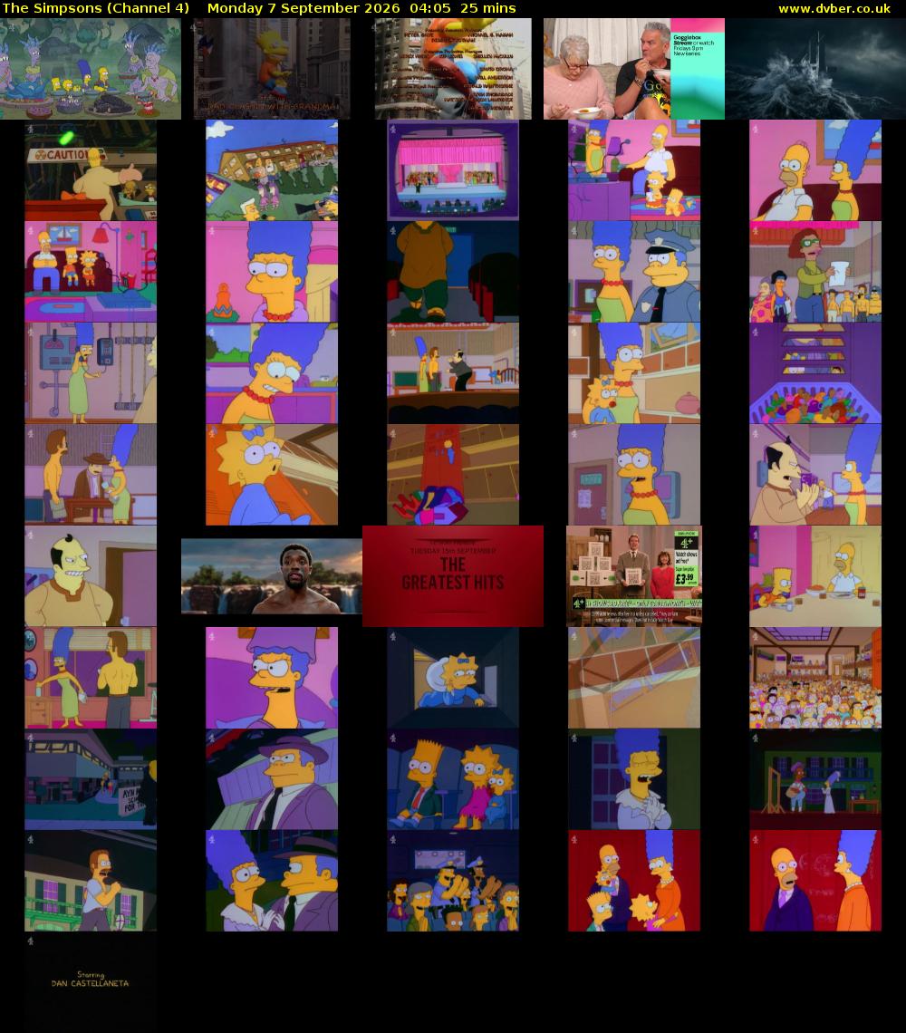 The Simpsons (Channel 4) Monday 7 September 2026 04:05 - 04:30