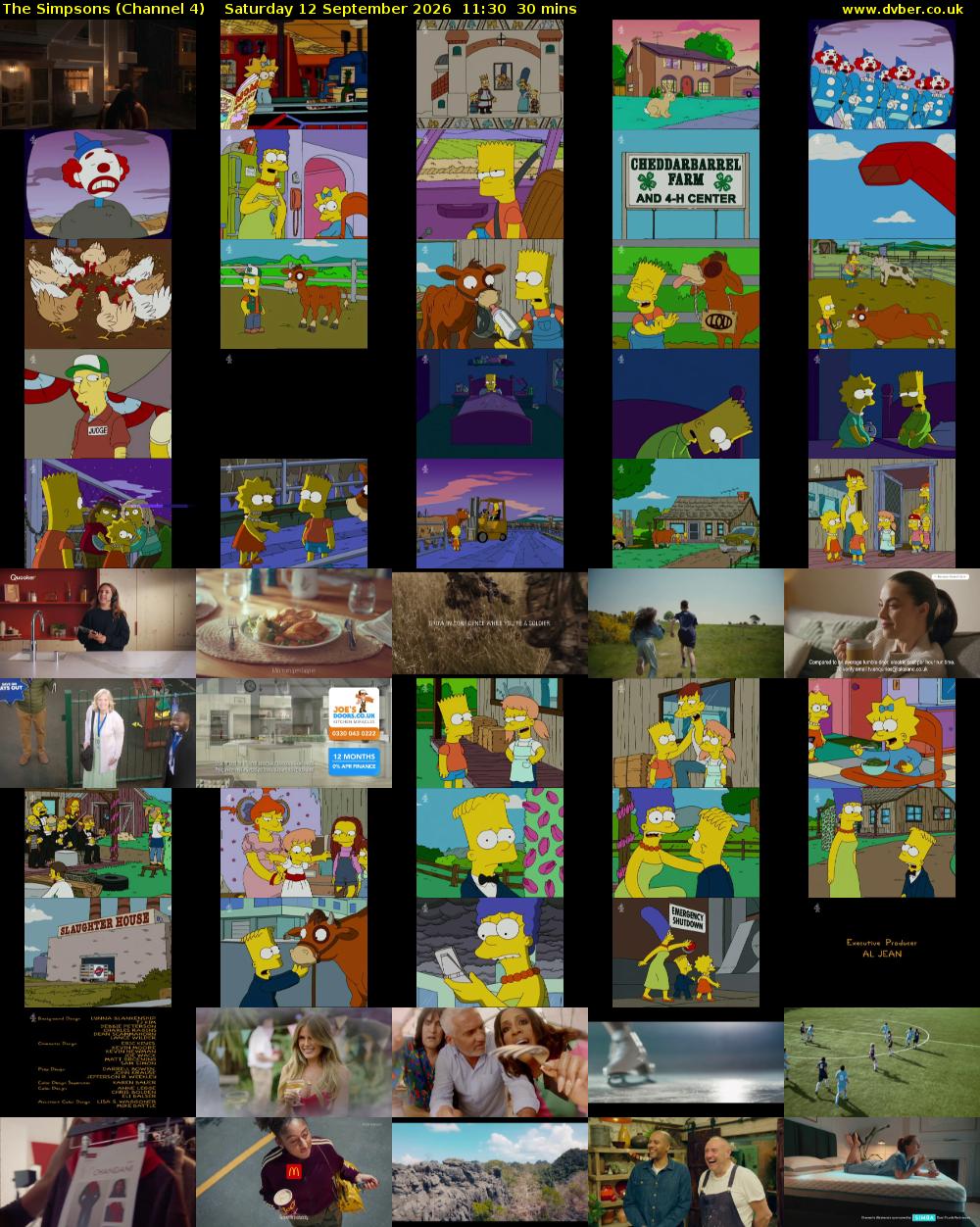 The Simpsons (Channel 4) Saturday 12 September 2026 11:30 - 12:00