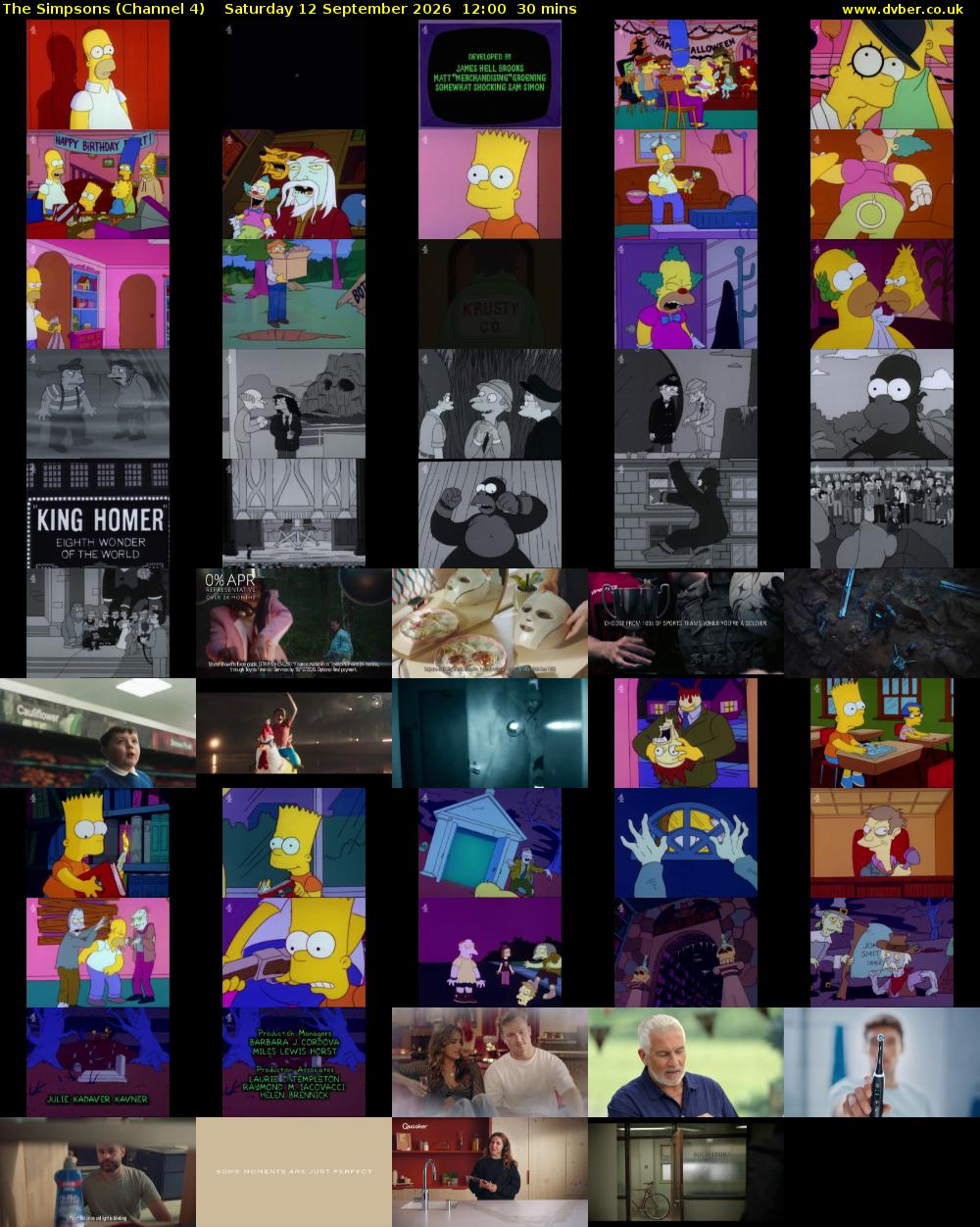 The Simpsons (Channel 4) Saturday 12 September 2026 12:00 - 12:30