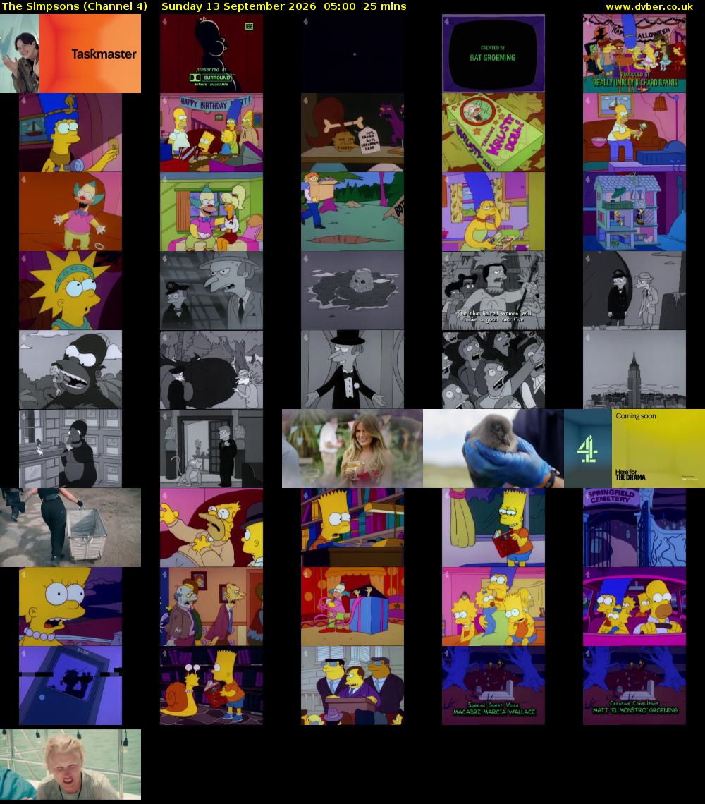 The Simpsons (Channel 4) Sunday 13 September 2026 05:00 - 05:25
