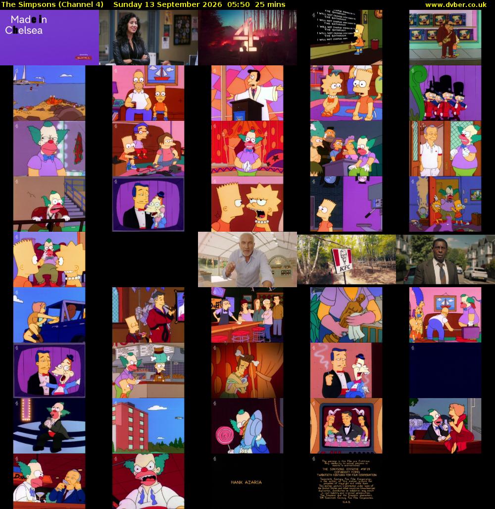 The Simpsons (Channel 4) Sunday 13 September 2026 05:50 - 06:15