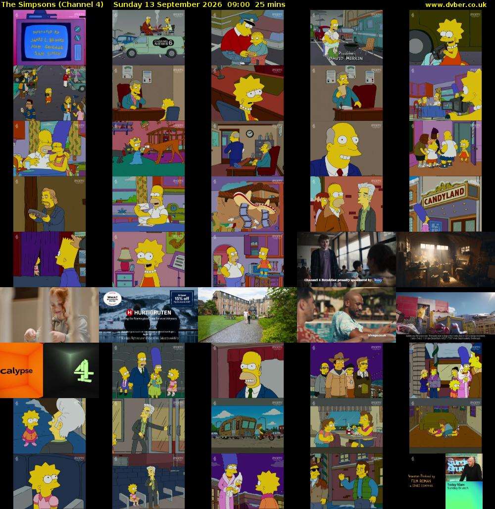 The Simpsons (Channel 4) Sunday 13 September 2026 09:00 - 09:25