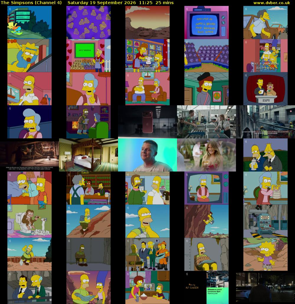 The Simpsons (Channel 4) Saturday 19 September 2026 11:25 - 11:50