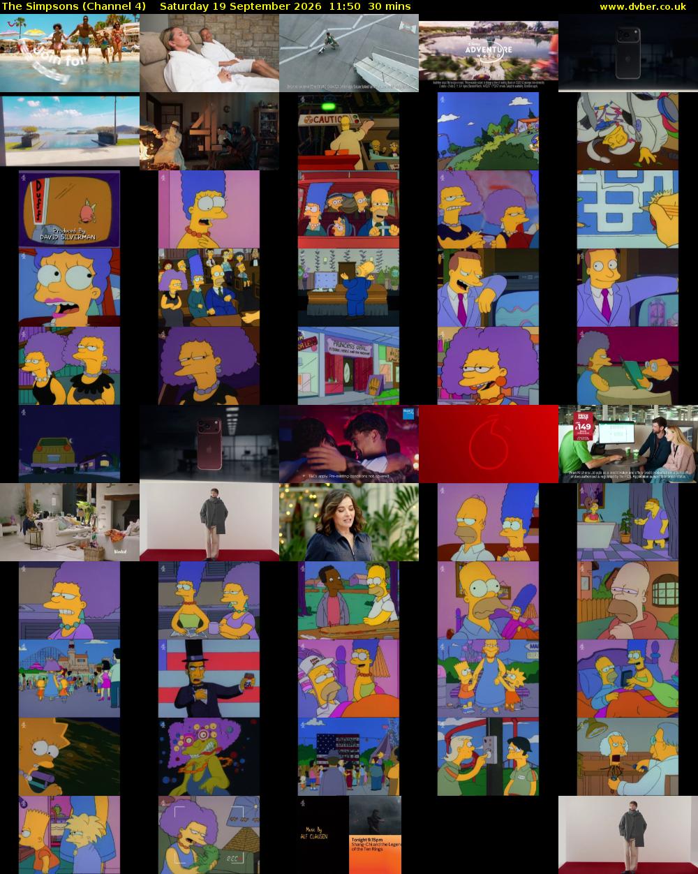 The Simpsons (Channel 4) Saturday 19 September 2026 11:50 - 12:20
